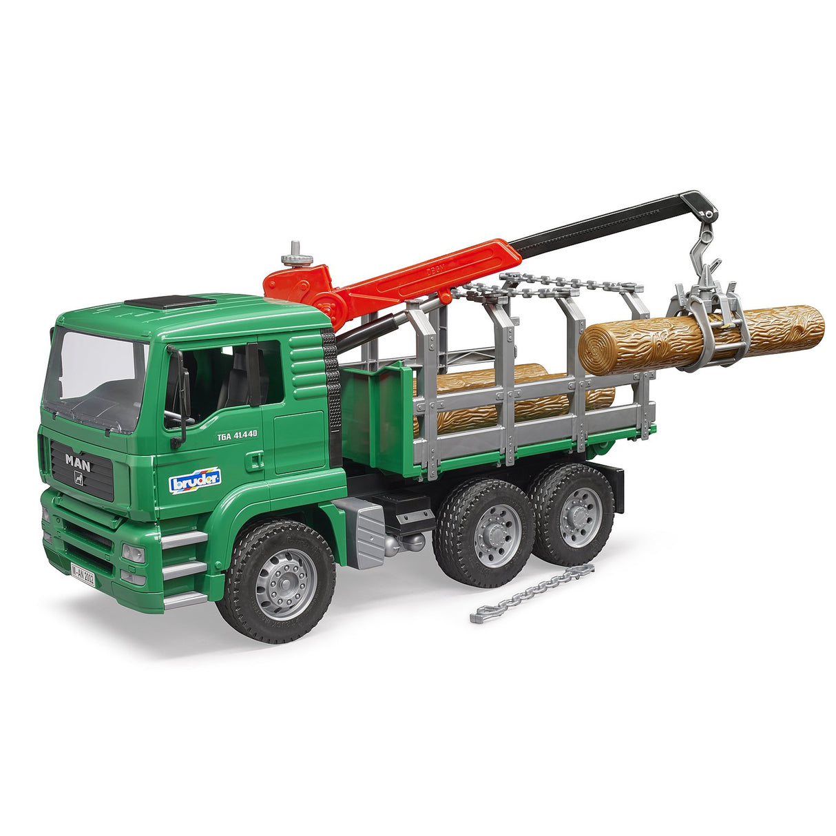 MAN Holztransport-LKW mit Ladekran und 3 Baumstämmen 
